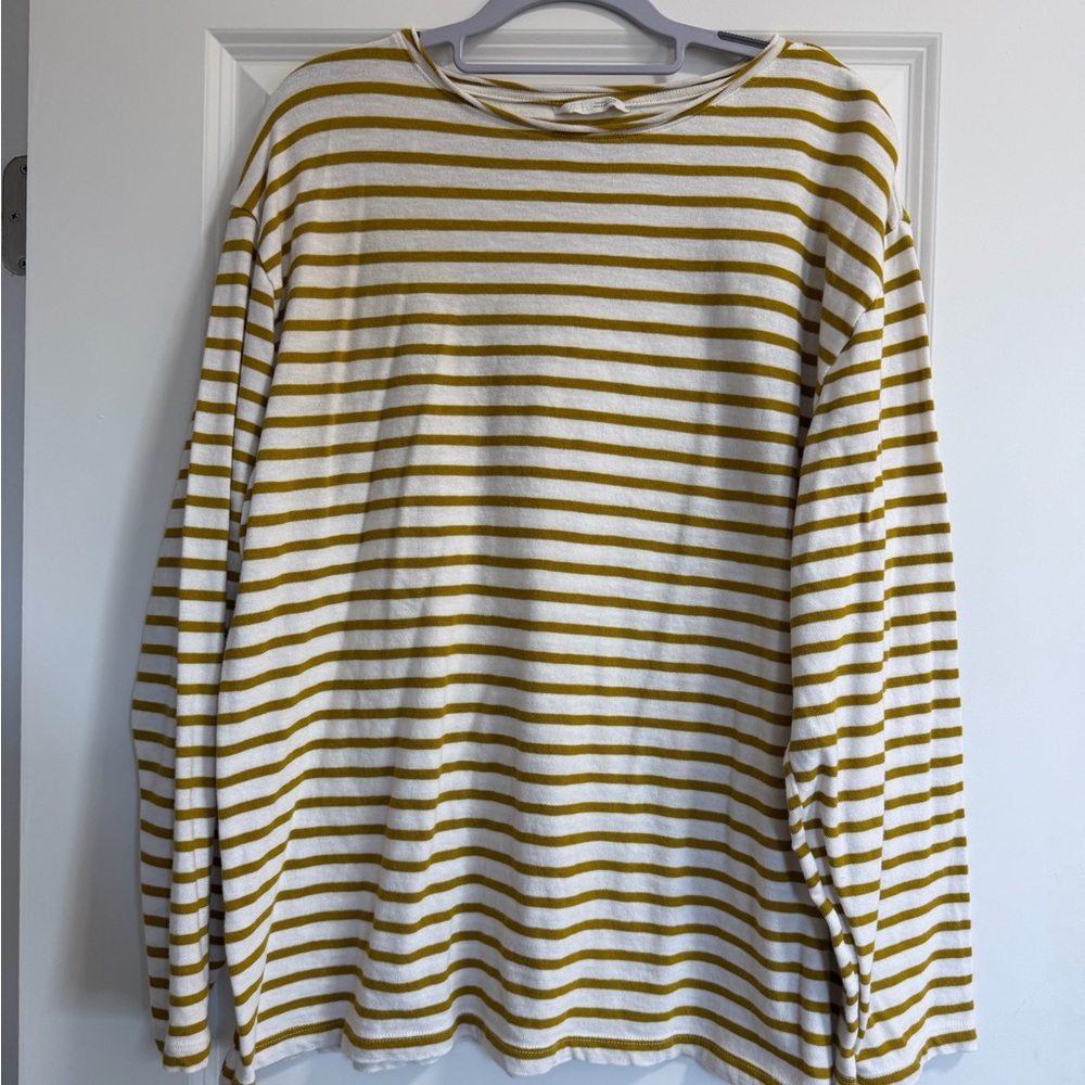 Zara Mustard and White Striped Top
